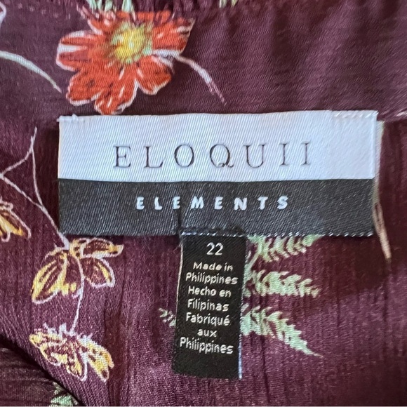 ELOQUII Elements Midi Shirtdress Ruffles Purple Floral Sheer Chiffon Size 22 - Picture 13 of 14